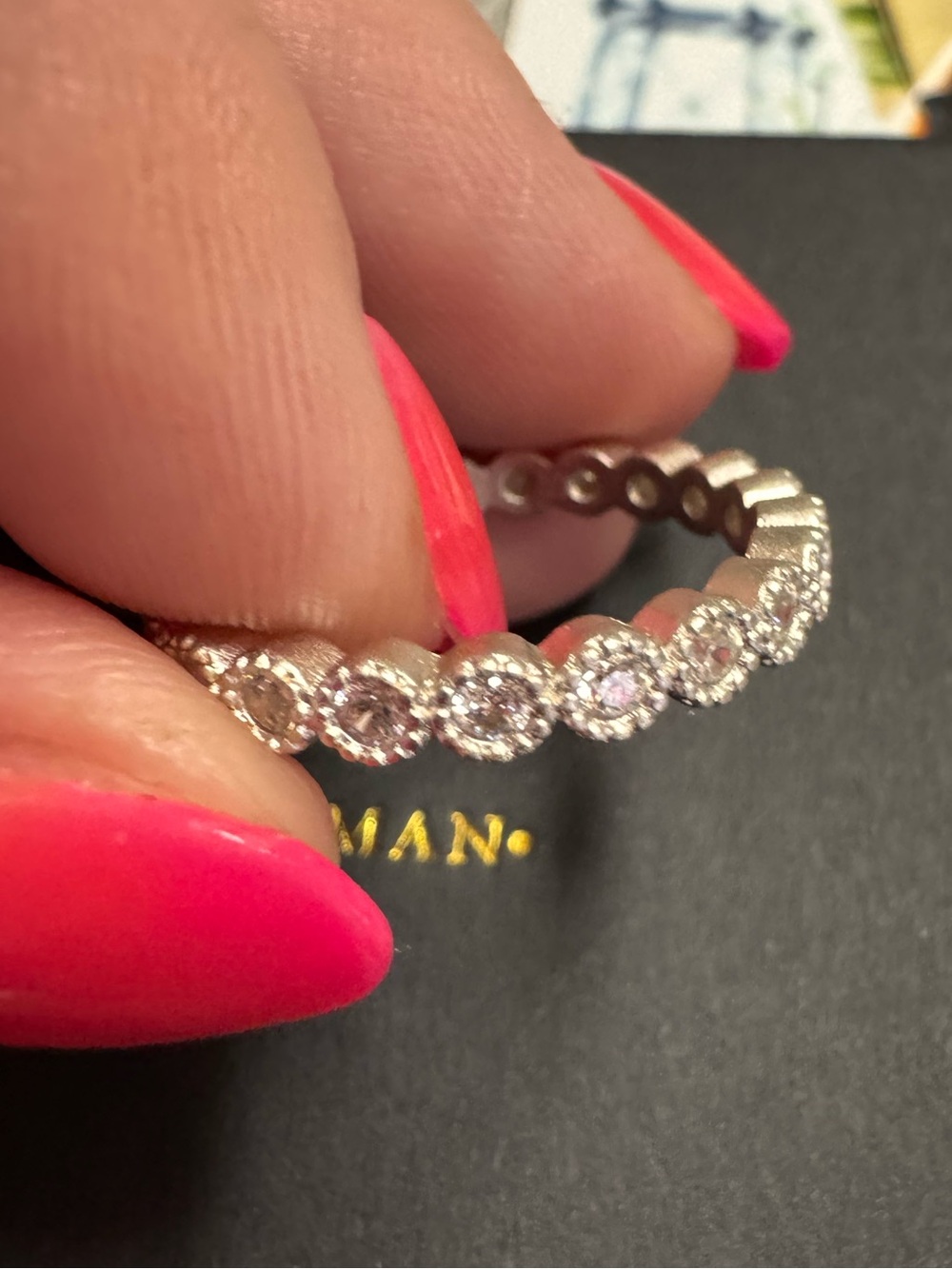 Freida Rothman Matte Silver Pave Stacking Ring - Picture 7 of 7